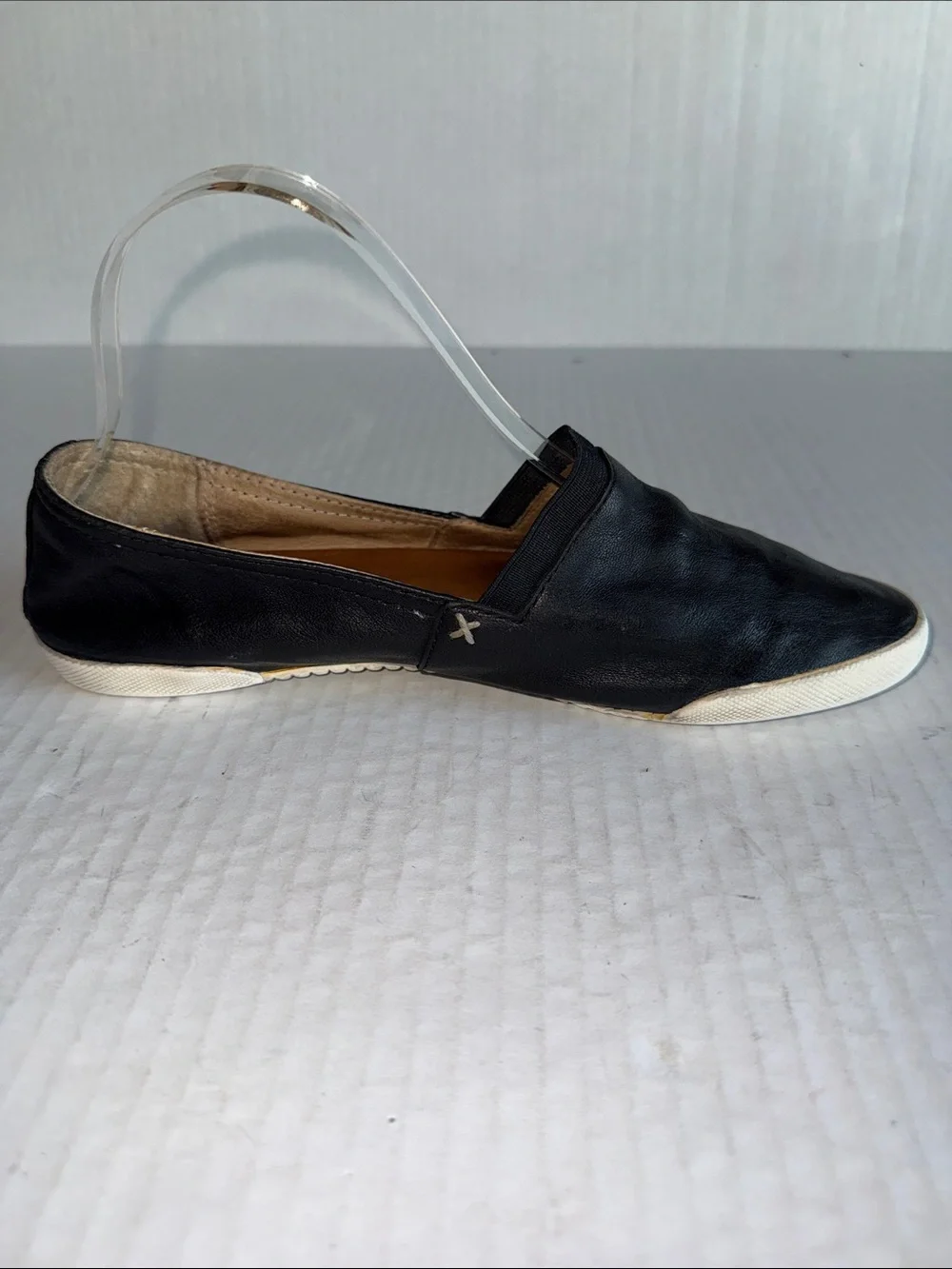 Frye Melanie Black Leather Slip On Loafers
